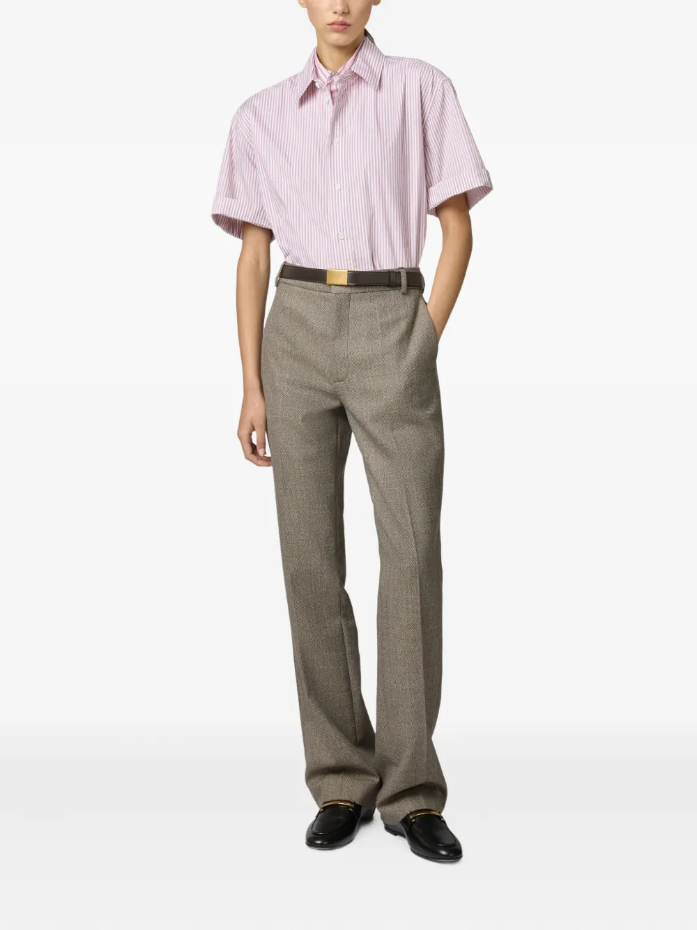 Tod's Striped Belted Shirt In Pink