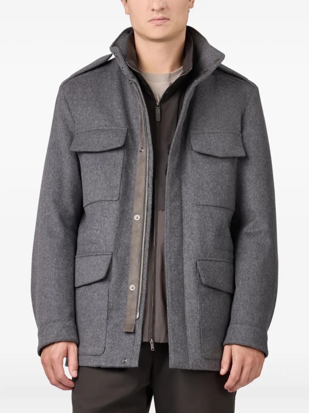 Tod's Flap-pocket Wool Jacket In Gray