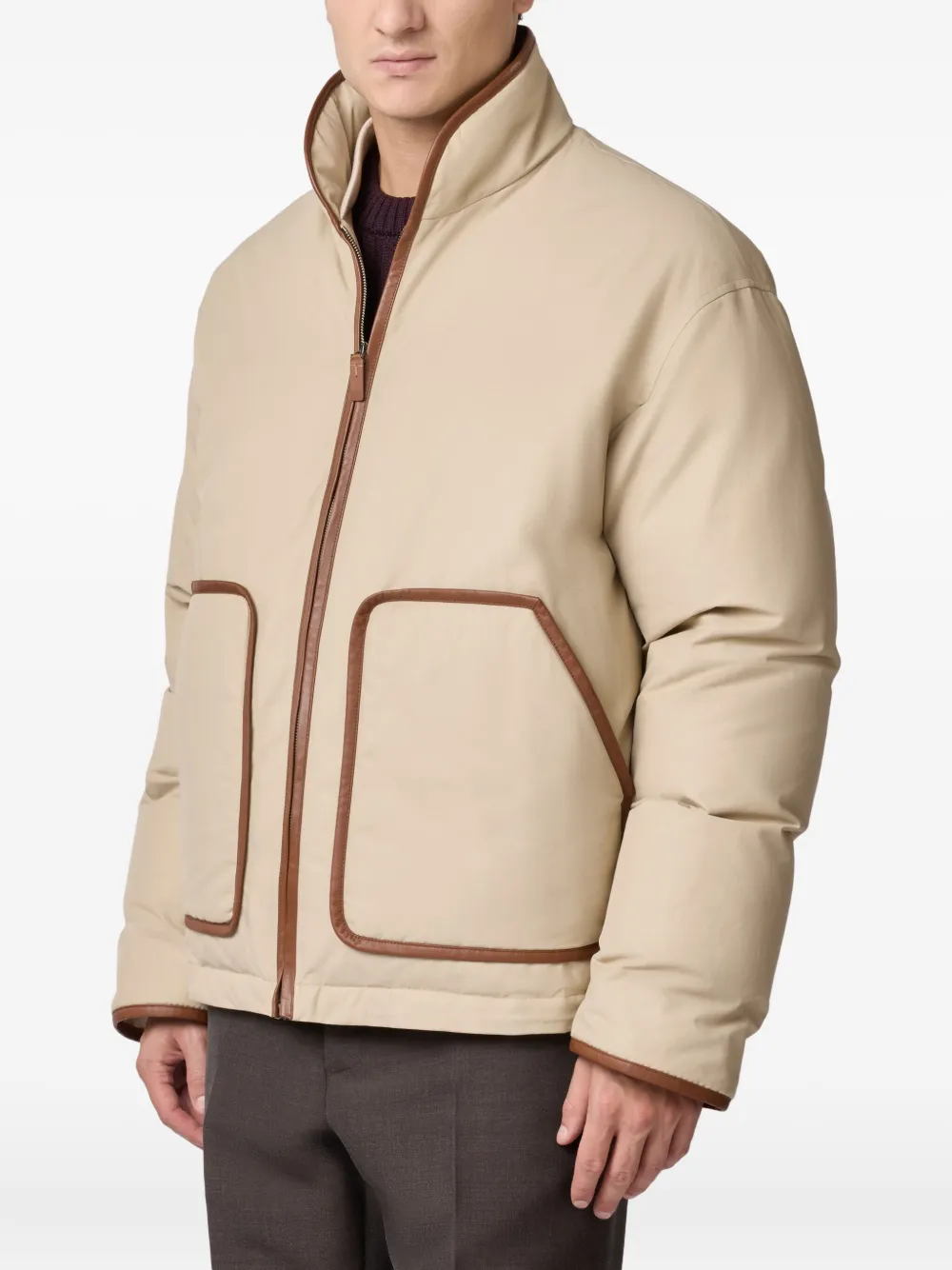 Tod's Down Jacket In Technical Cotton In Brown