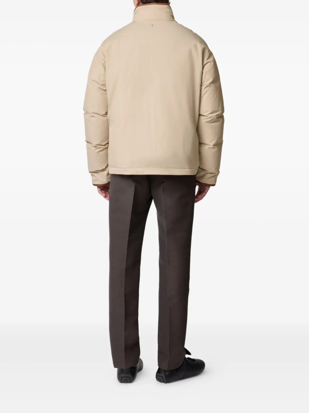 Tod's Down Jacket In Technical Cotton In Brown