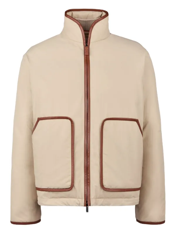 Tod's Leather-trim Down Jacket in Neutrals