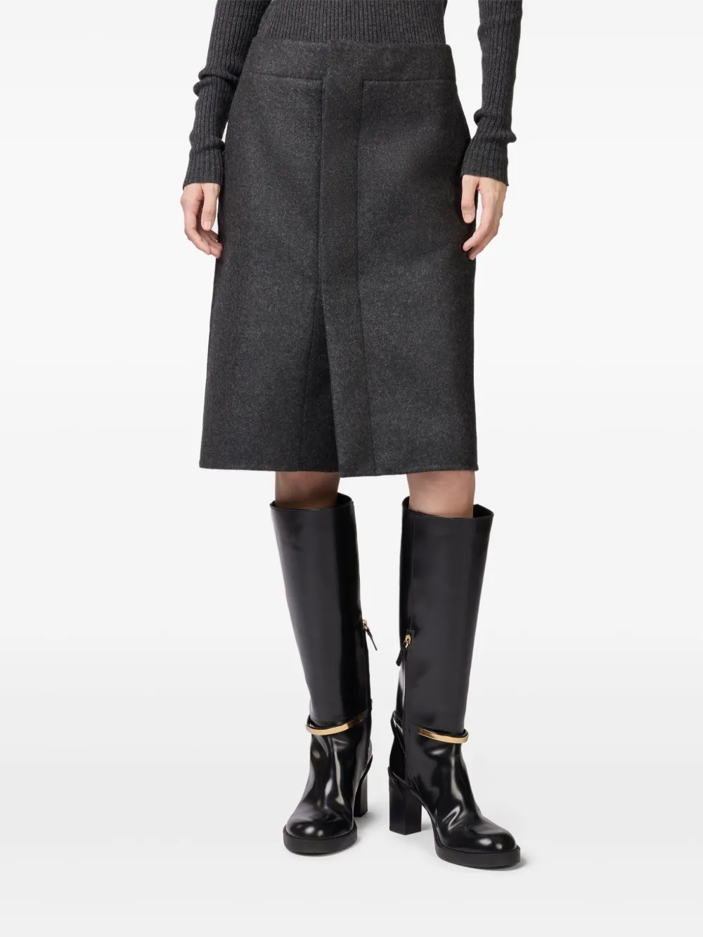 Tod's Double-pocket Wool Skirt In Gray