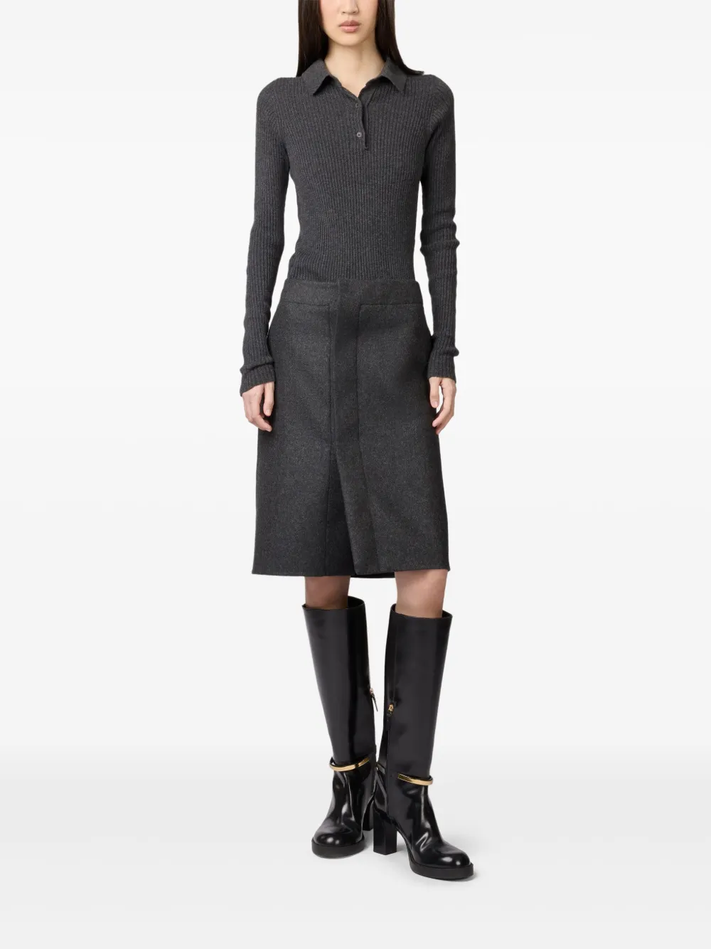 Tod's Double-pocket Wool Skirt In Gray
