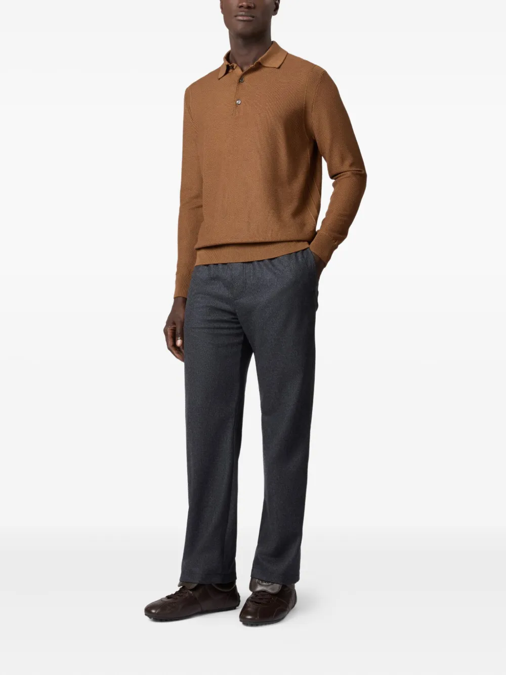 Tod's Piquet Polo Shirt In Brown