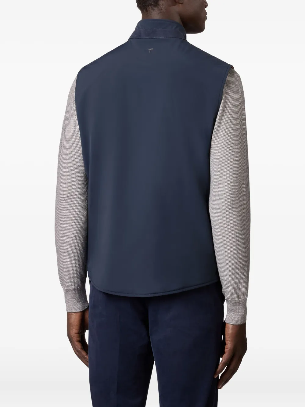 Tod's Zip-front Stand-collar Gilet In Blue