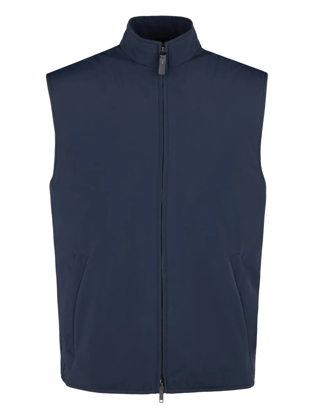 Tod's Zip-front Stand-collar Gilet In Blue
