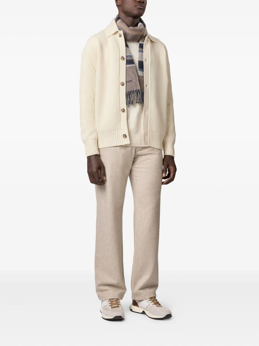 Tod's Ribbed-knit Cardigan In Neutral