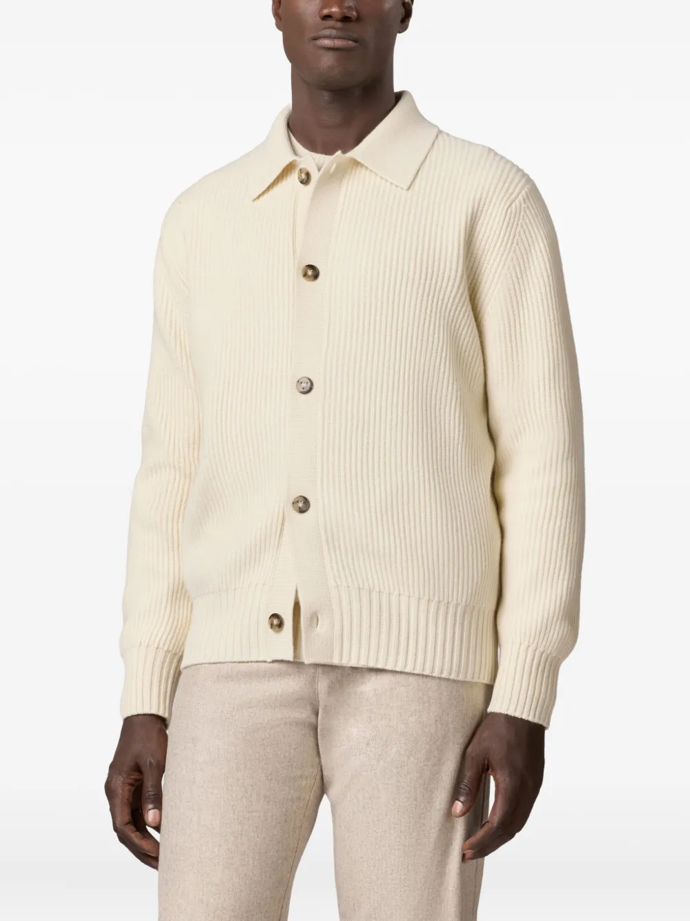 Tod's Ribbed-knit Cardigan In Neutral