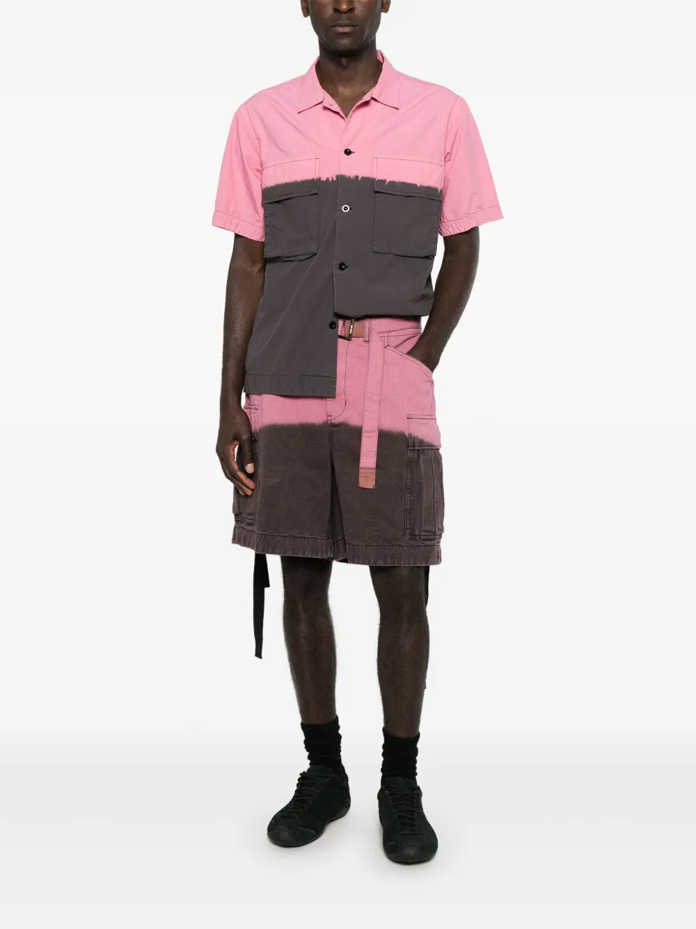sacai Overhemd met colourblocking Grijs