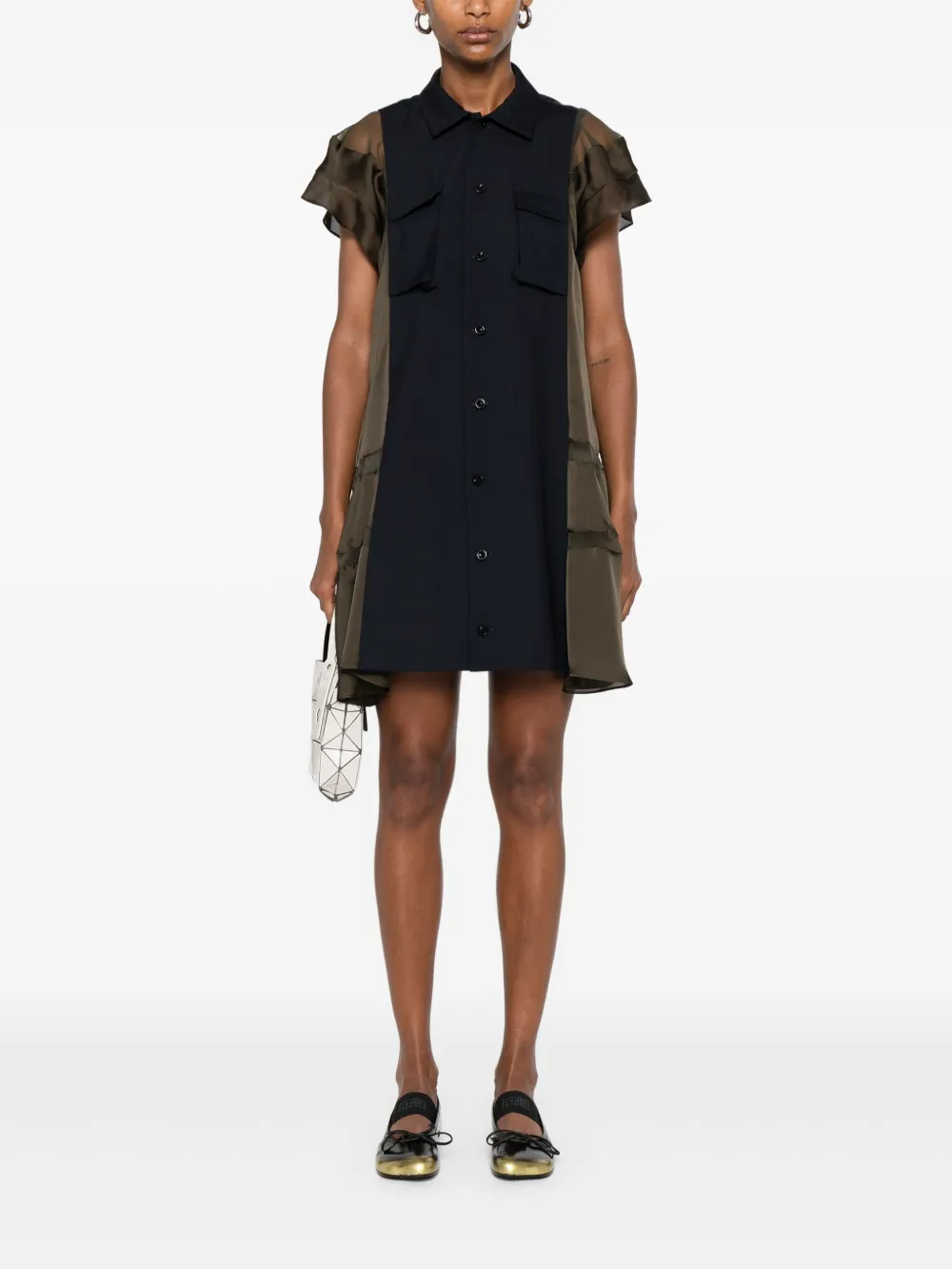 Sacai Mini-jurk met vlakken - Blauw
