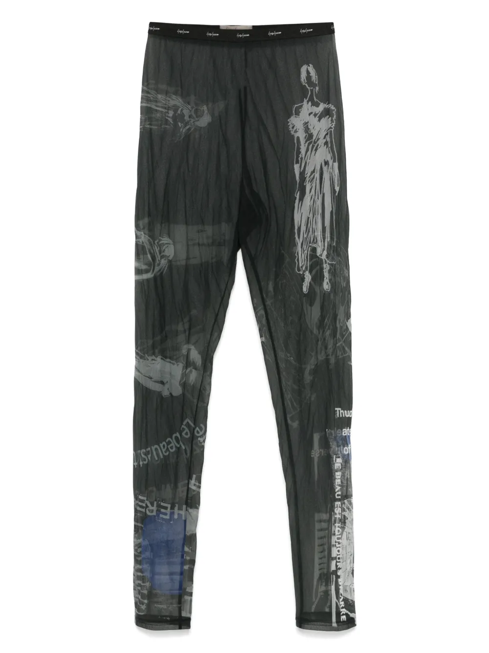 Yohji Yamamoto Legging met print Zwart
