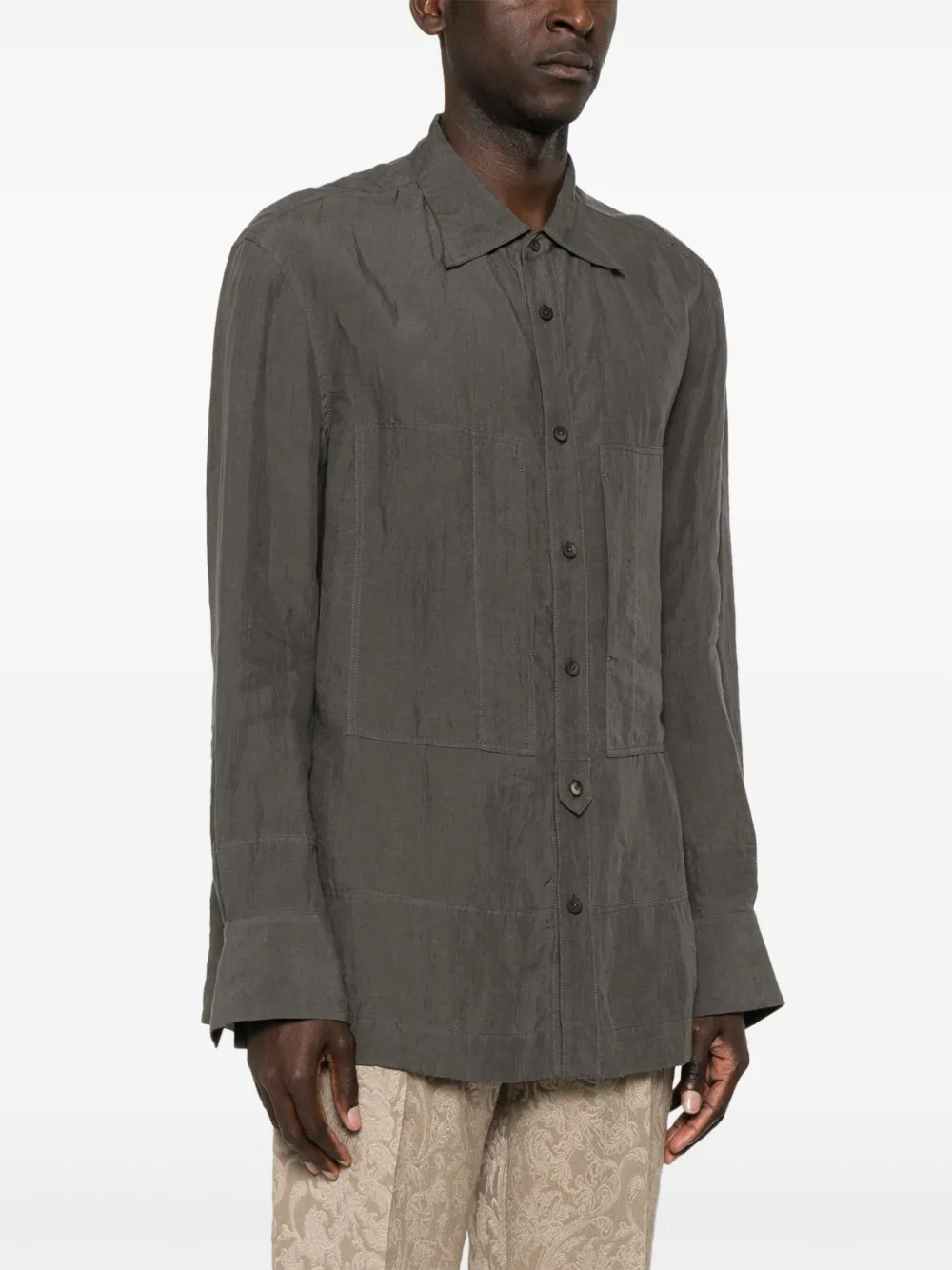 Ziggy Chen Linnen overhemd Grijs
