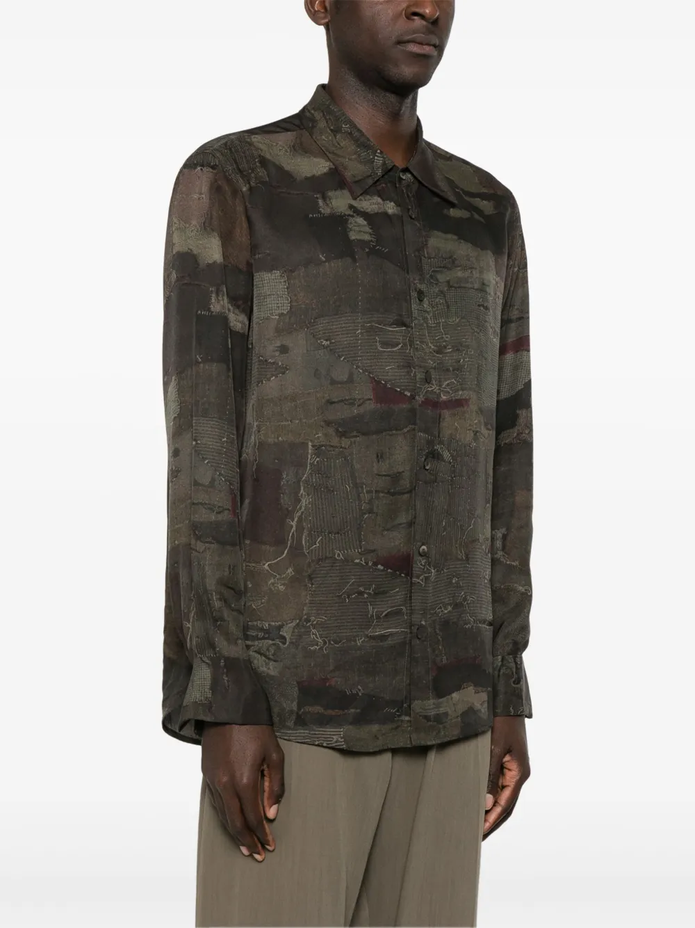 Ziggy Chen Overhemd met print Grijs
