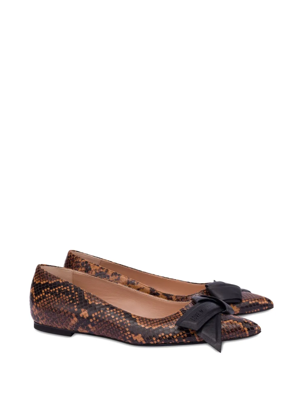 Love Moschino snakeskin-effect ballerina shoes Brown