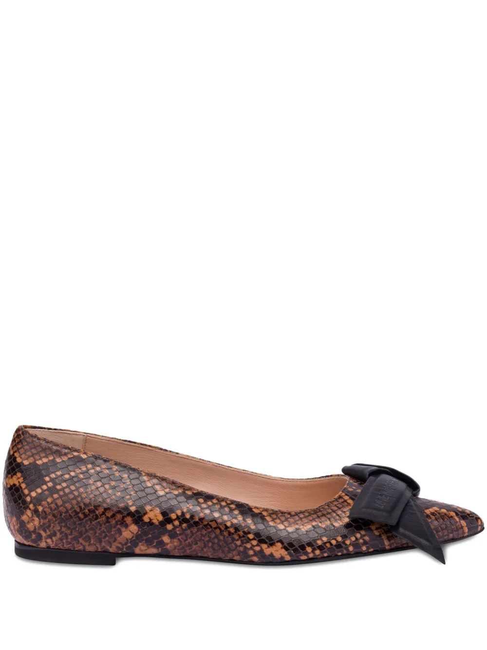 Love Moschino snakeskin-effect ballerina shoes Brown