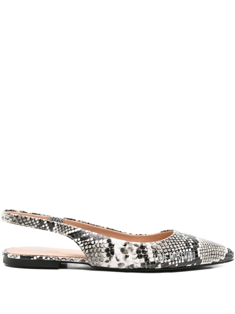 Love Moschino slingback snakeskin-effect ballet flats | Black | Image 1