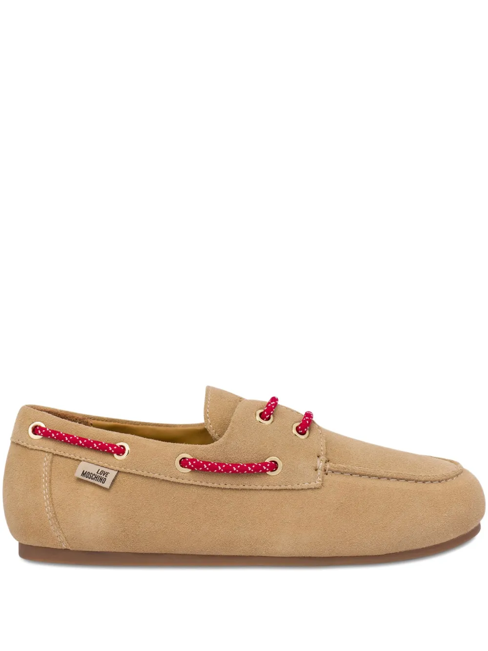 Love Moschino contrast-lace loafers Neutrals
