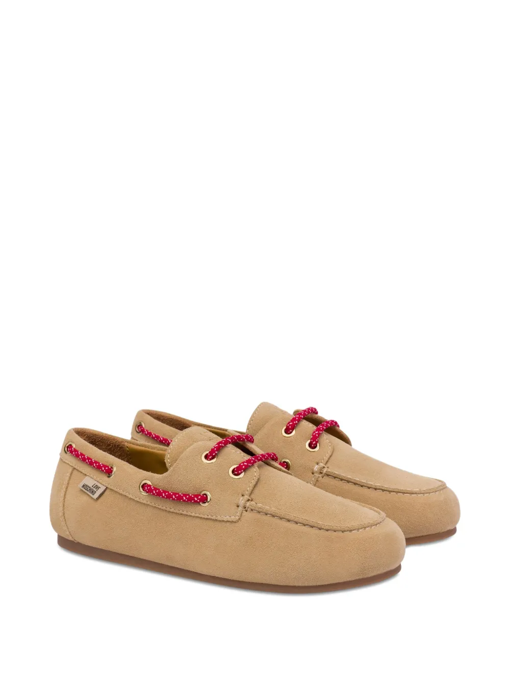 Love Moschino contrast-lace loafers Neutrals