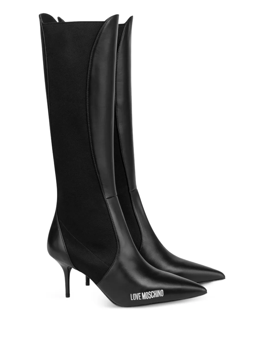 Love Moschino leather knee-high boots Black
