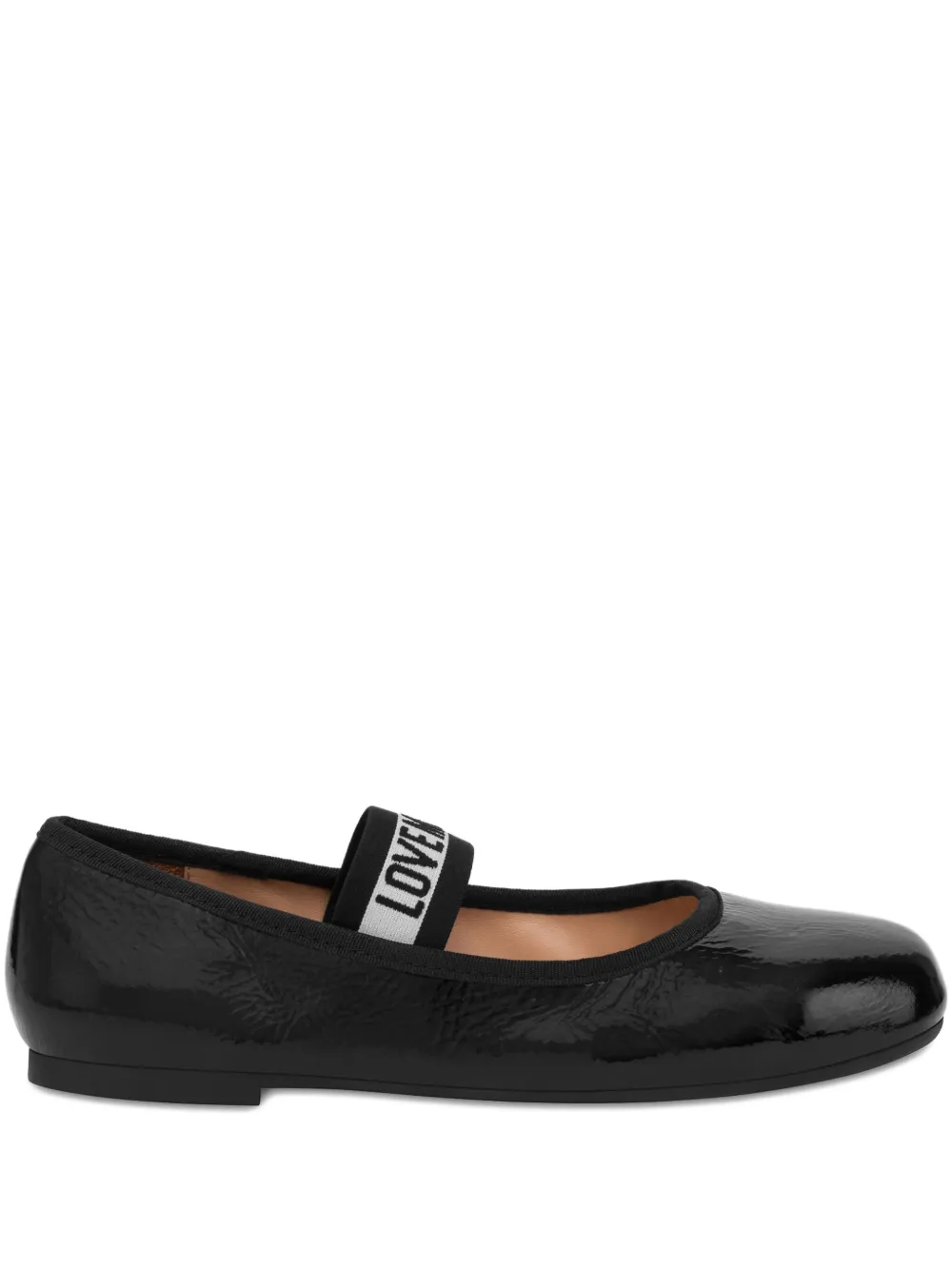 Love Moschino logo-jacquard ballerina shoes Black