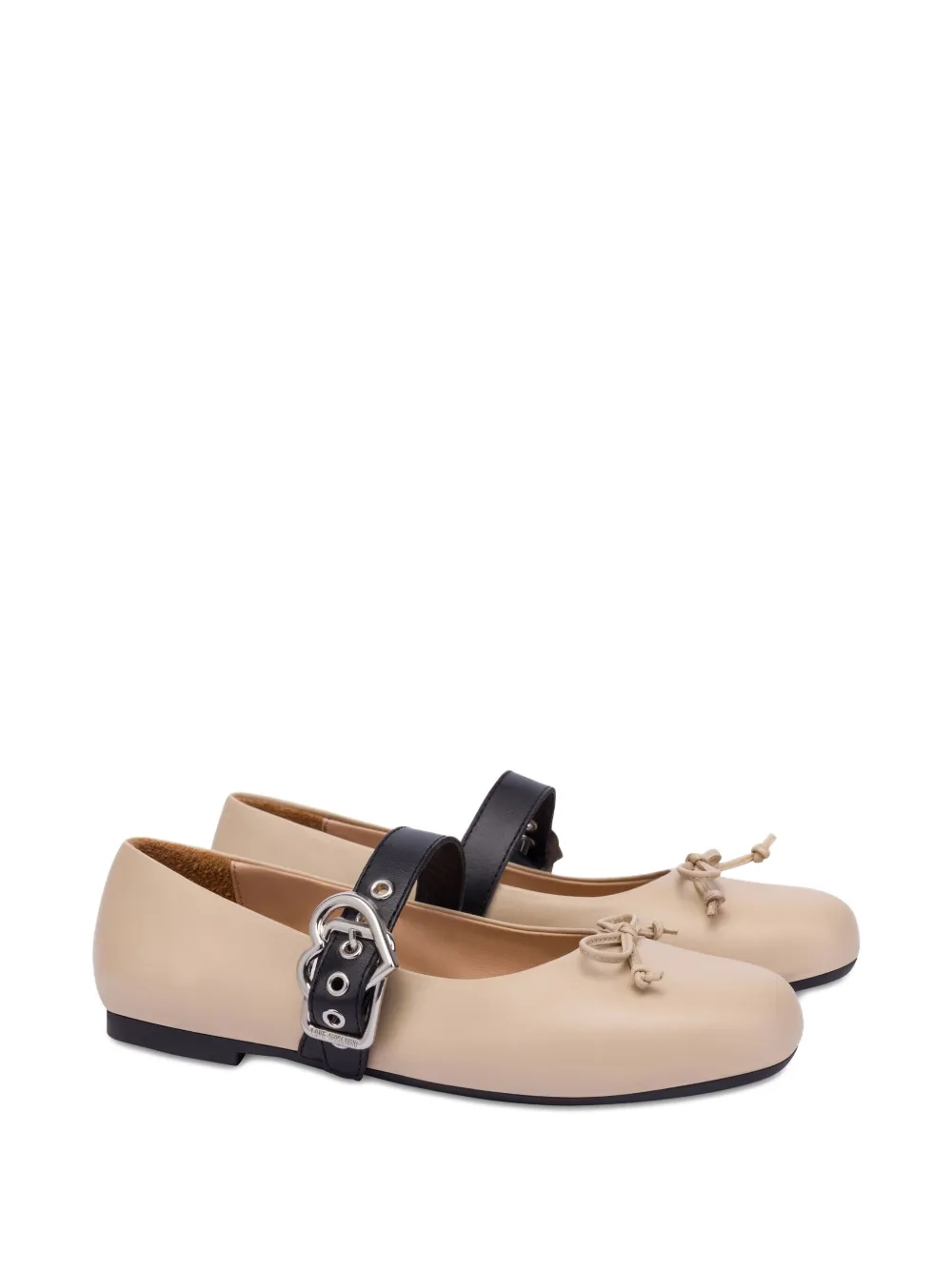 Love Moschino Leren ballerina's - Beige