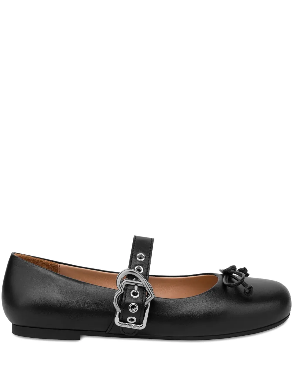 Love Moschino leather ballerina shoes Black