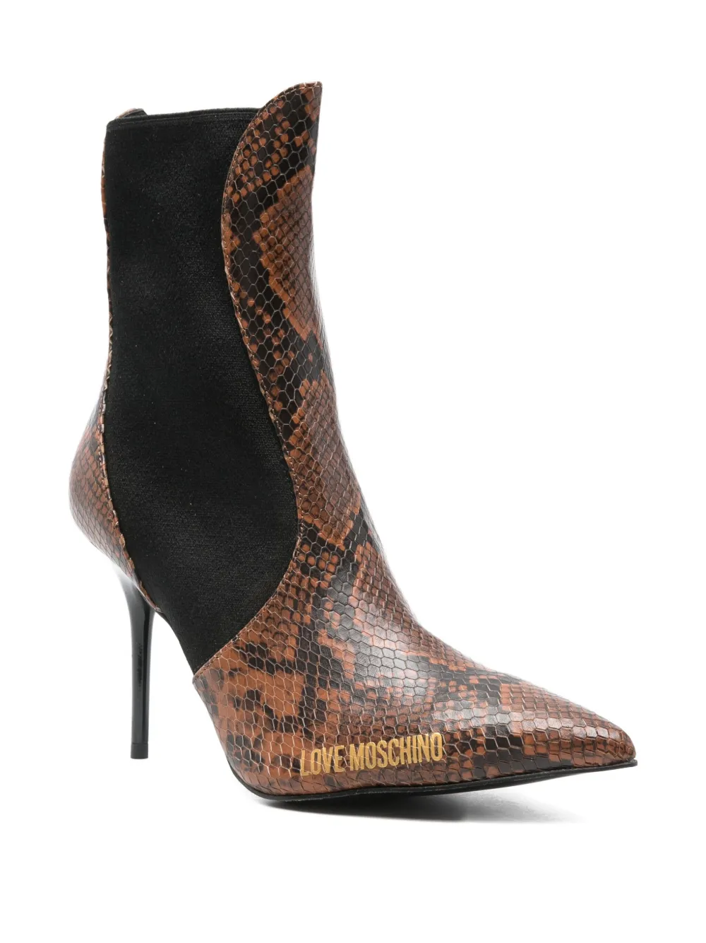 Love Moschino 100mm Leather Ankle Boots In Brown