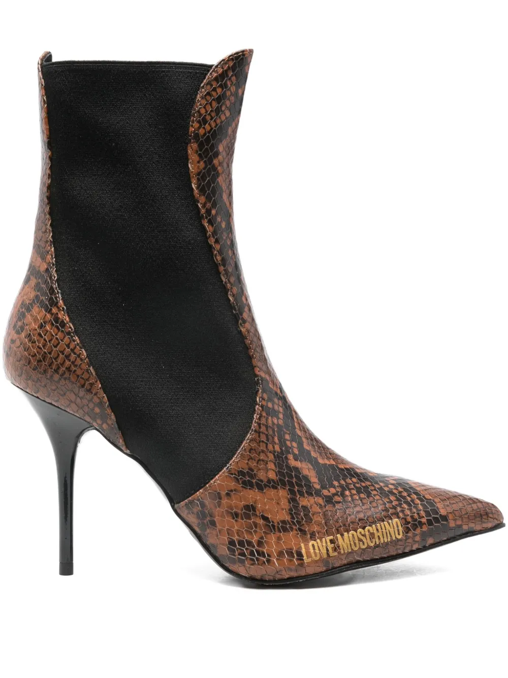 Love Moschino 100mm Leather Ankle Boots In Brown