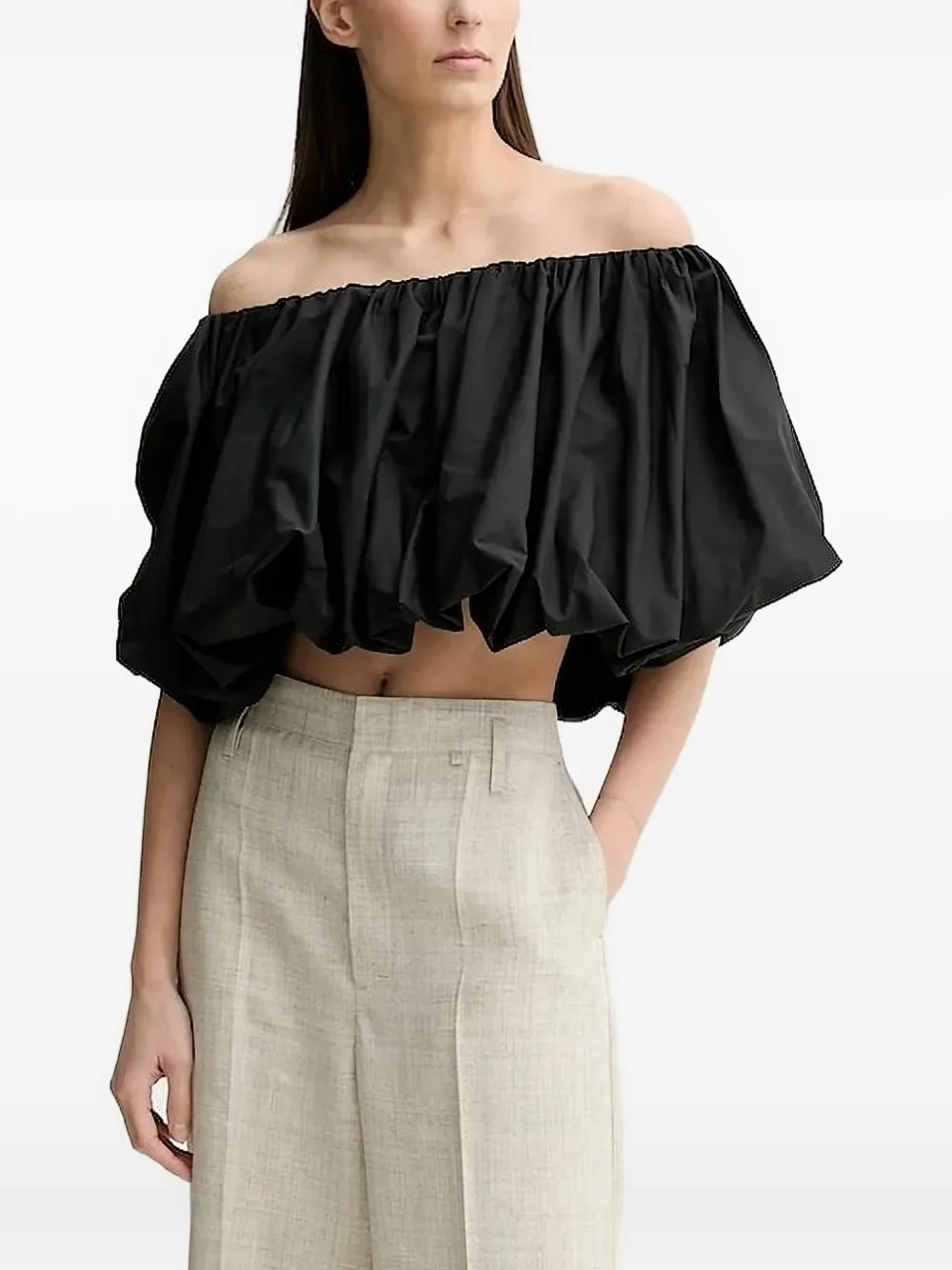 HERSKIND Hamilton off-shoulder top Zwart