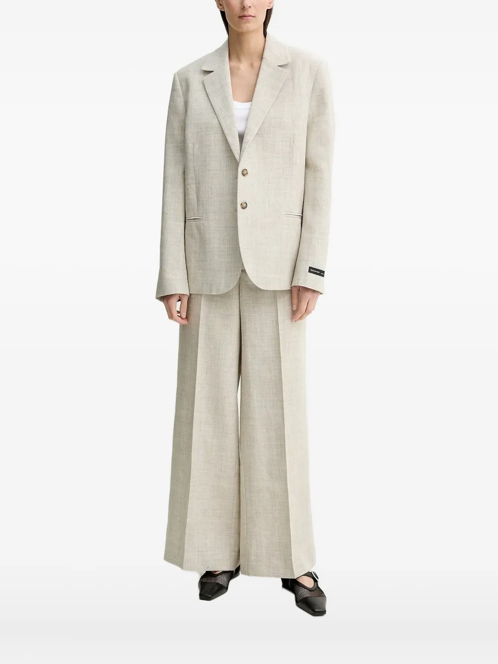 Herskind Notched-lapel Linen Blazer In Metallic