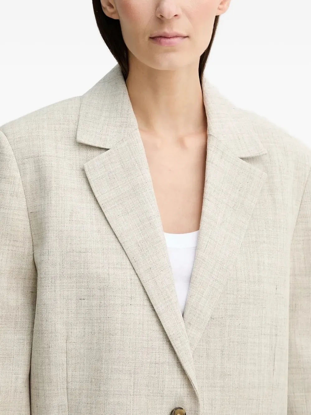 HERSKIND Linnen blazer met gekerfde revers Beige