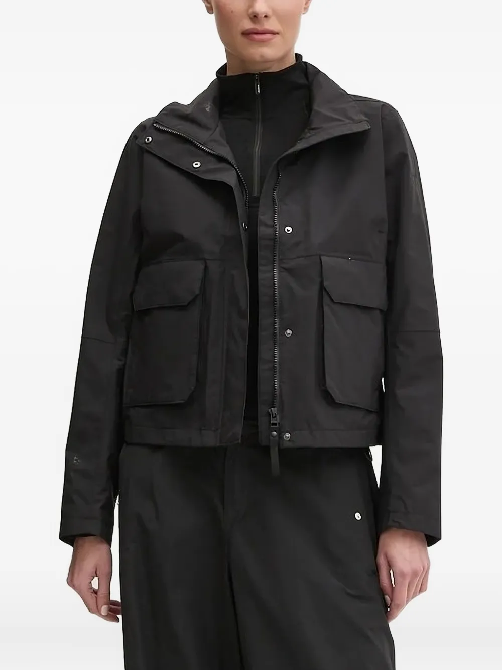 Helly Hansen High-neck Flap-pocket Jacket In Black