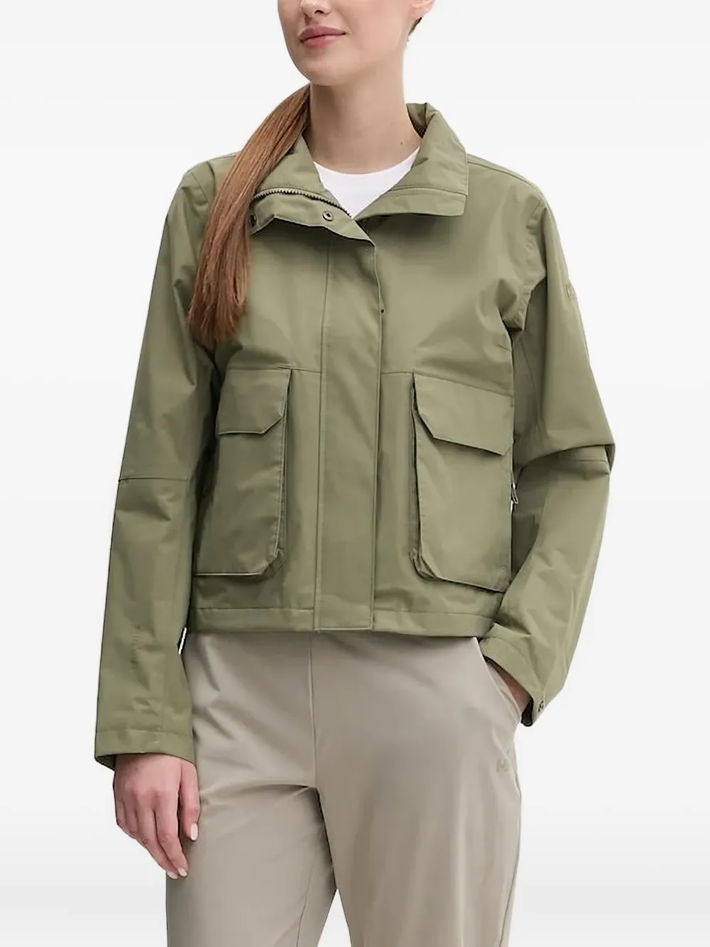 Helly Hansen Zip-front Patch-pocket Military Jacket In Green