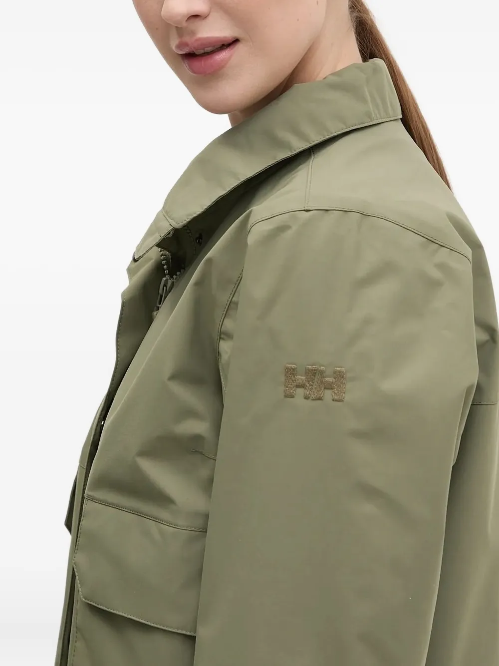 Helly Hansen Zip-front Patch-pocket Military Jacket In Green