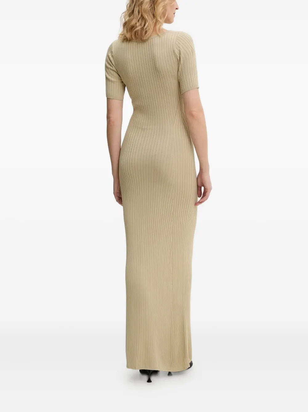 HERSKIND Geribbelde maxi-jurk met knopen - Beige