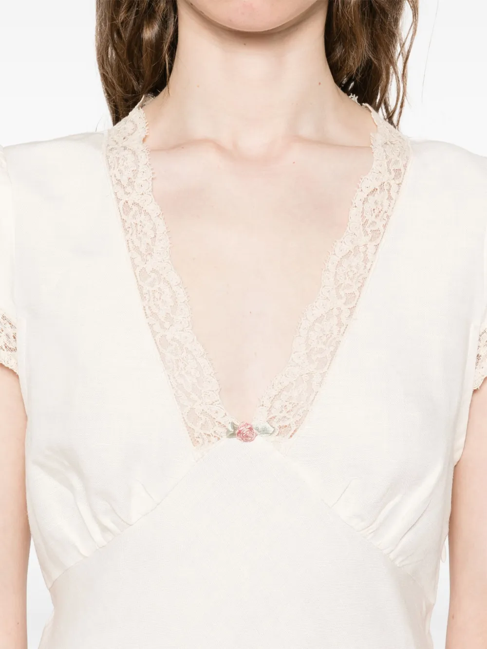 Rixo Clarice jurk Beige