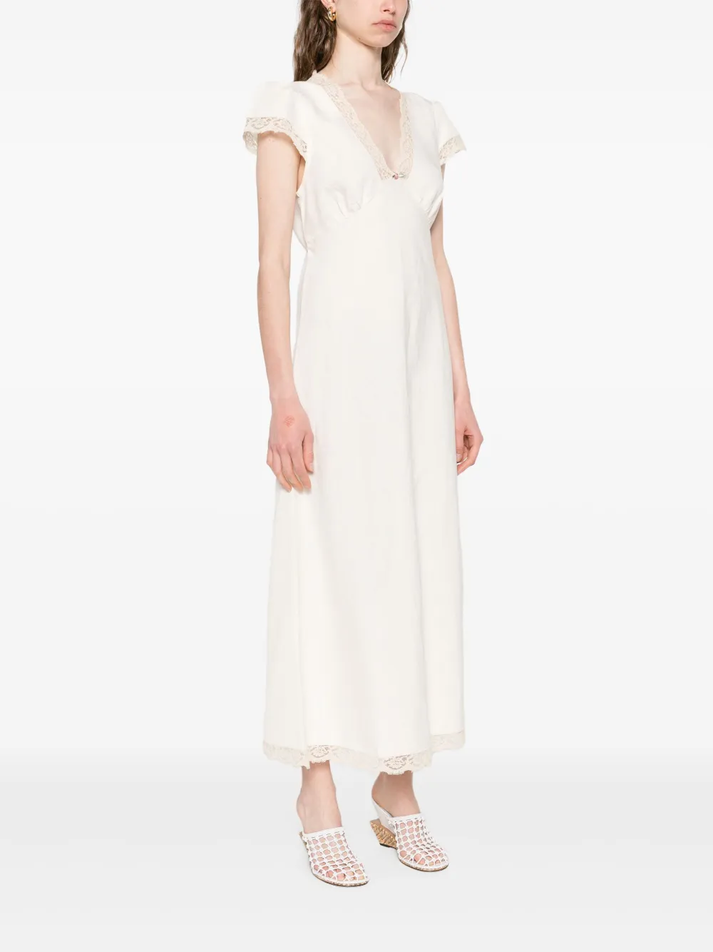 Rixo Clarice jurk Beige