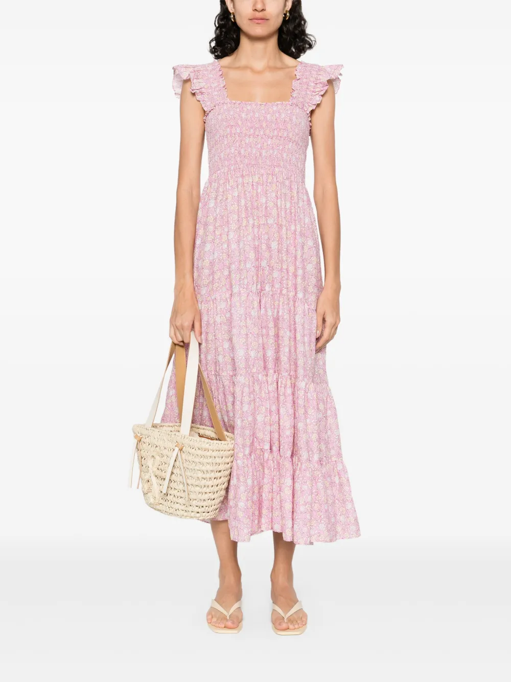 Rixo Katoenen midi-jurk - Roze