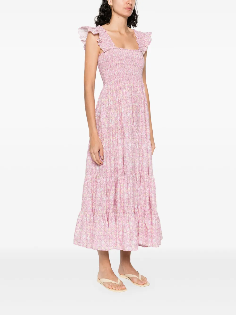 Rixo Katoenen midi-jurk Roze