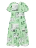 Verandah graphic-print midi dress - Green
