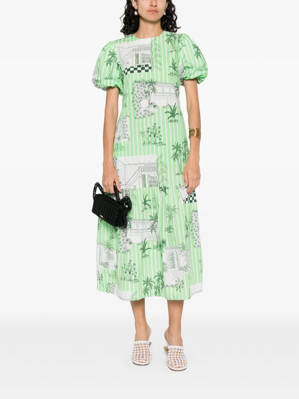 Verandah Midi-jurk met grafische print - Groen