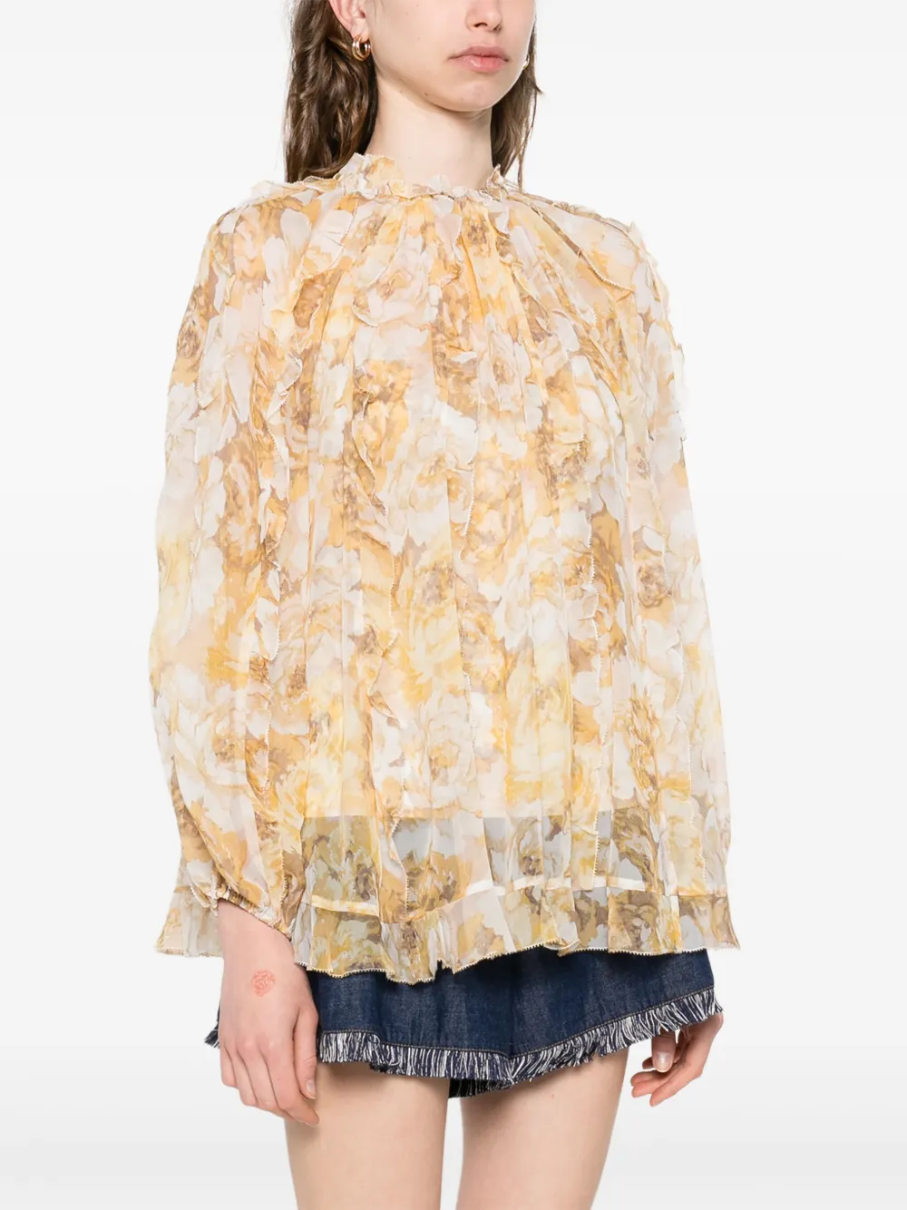 ZIMMERMANN Blouse met franje Beige