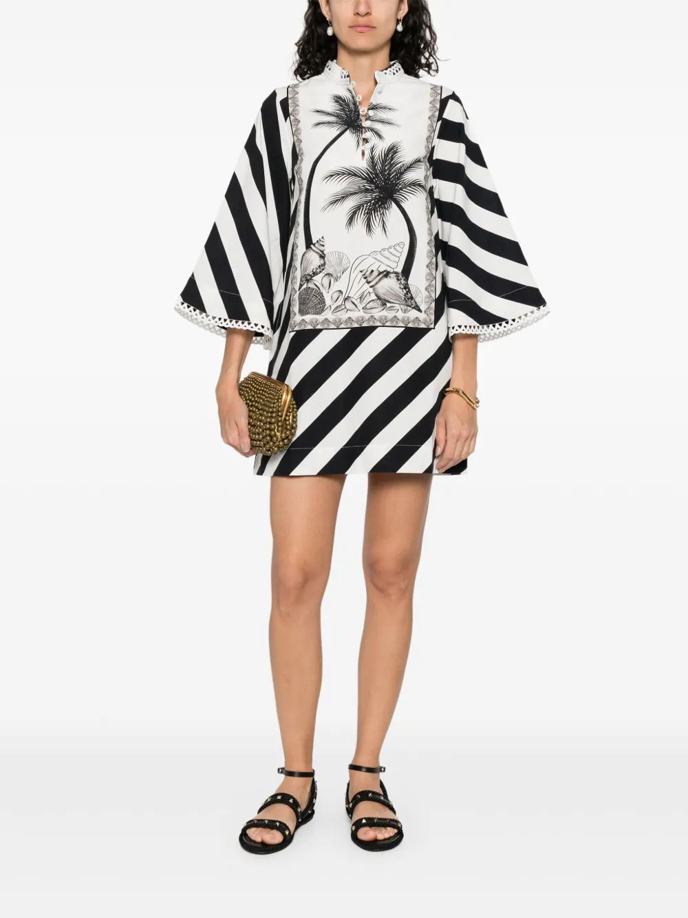 Verandah Mini-jurk met diagonale streep - Zwart