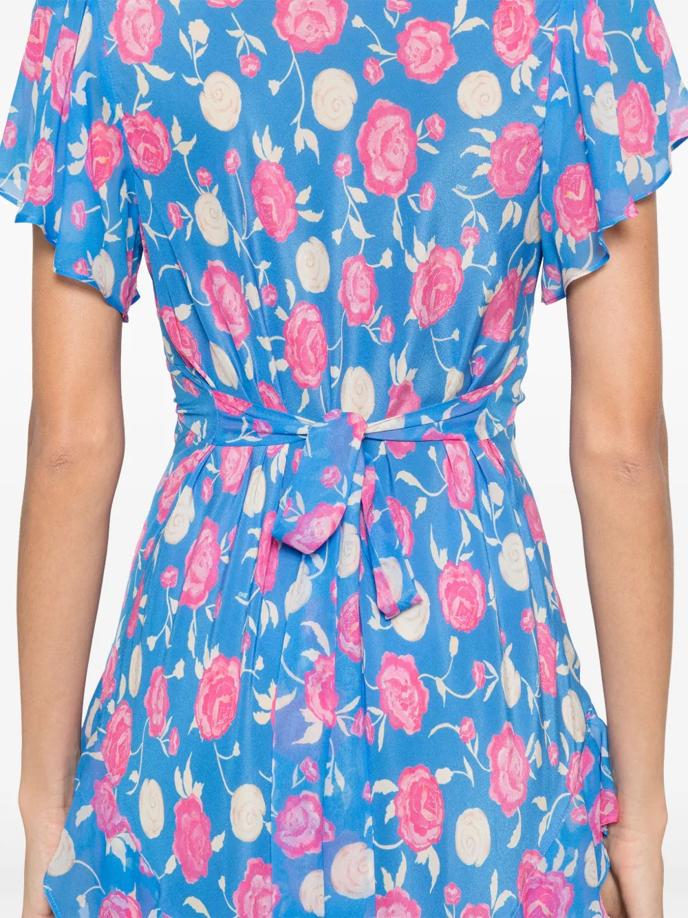 Rixo Zijden midi-jurk Blauw