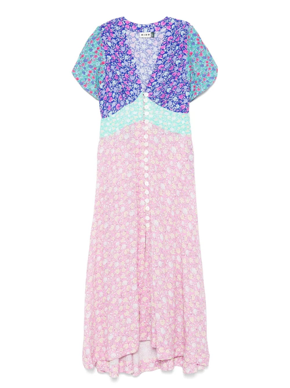 Rixo Midi-jurk met bloemenprint Blauw