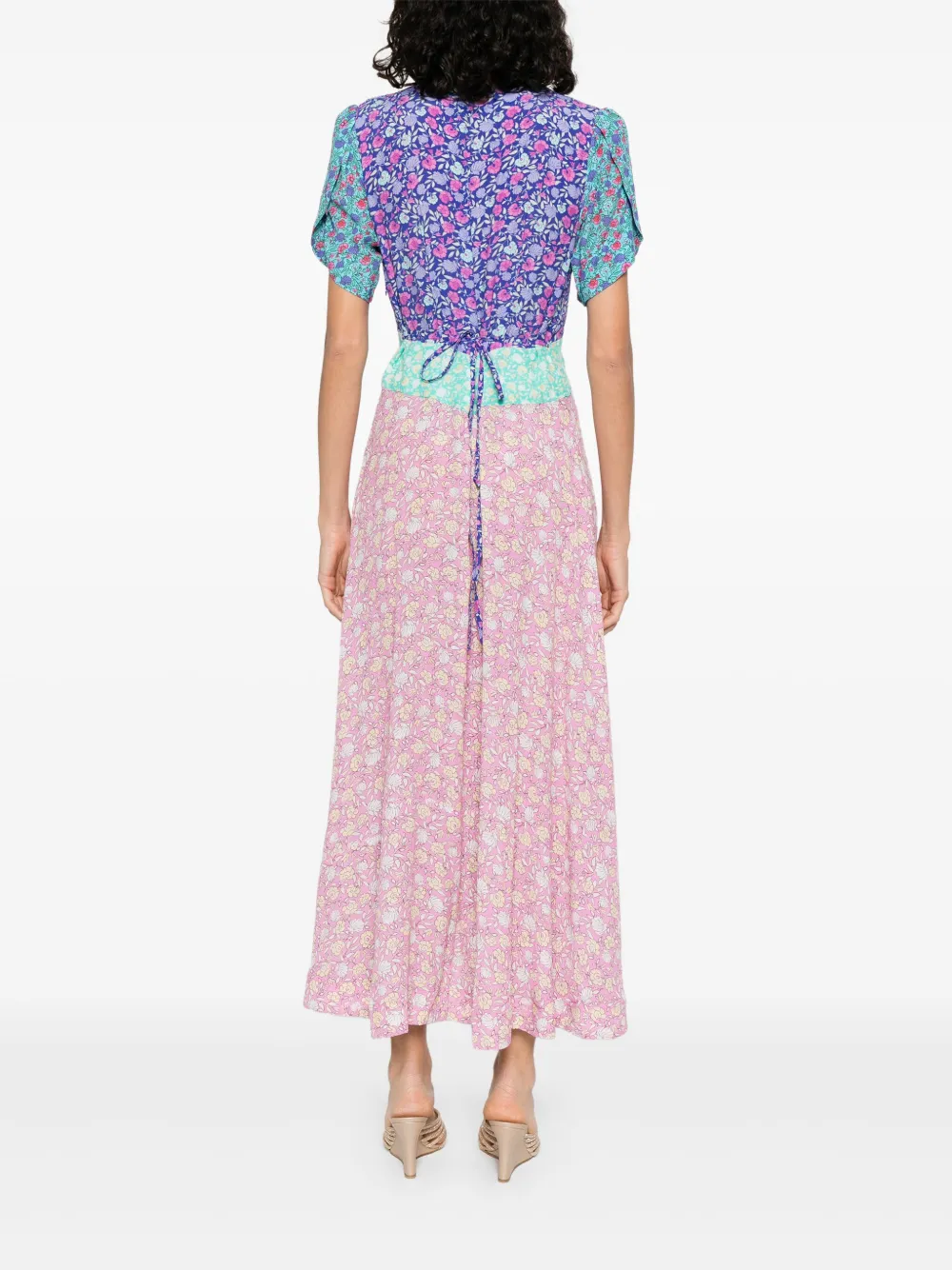 Rixo Midi-jurk met bloemenprint Blauw