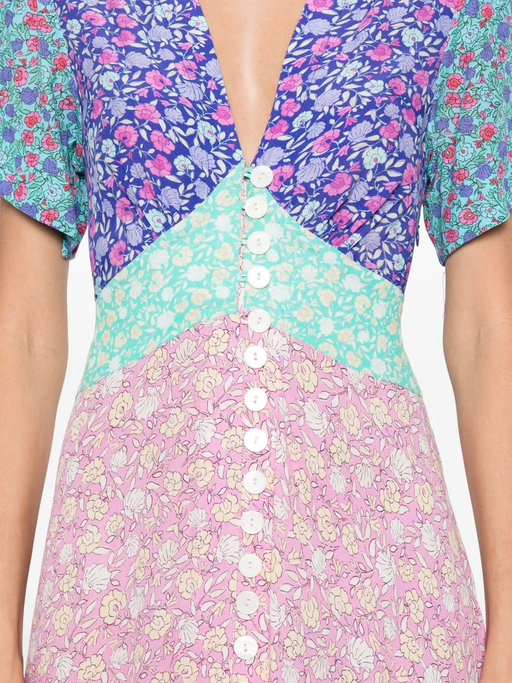 Rixo Midi-jurk met bloemenprint Blauw