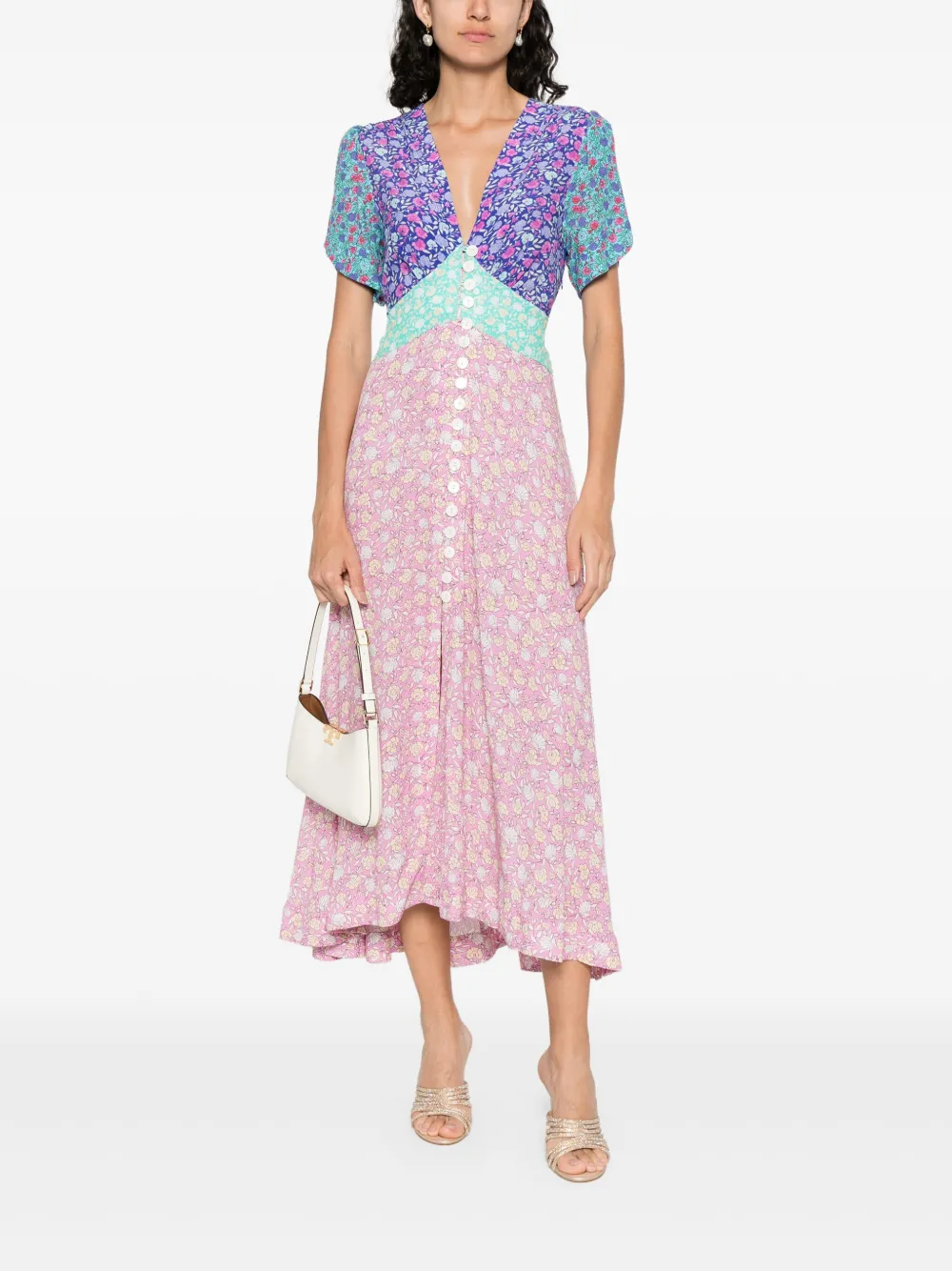 Rixo Midi-jurk met bloemenprint - Blauw