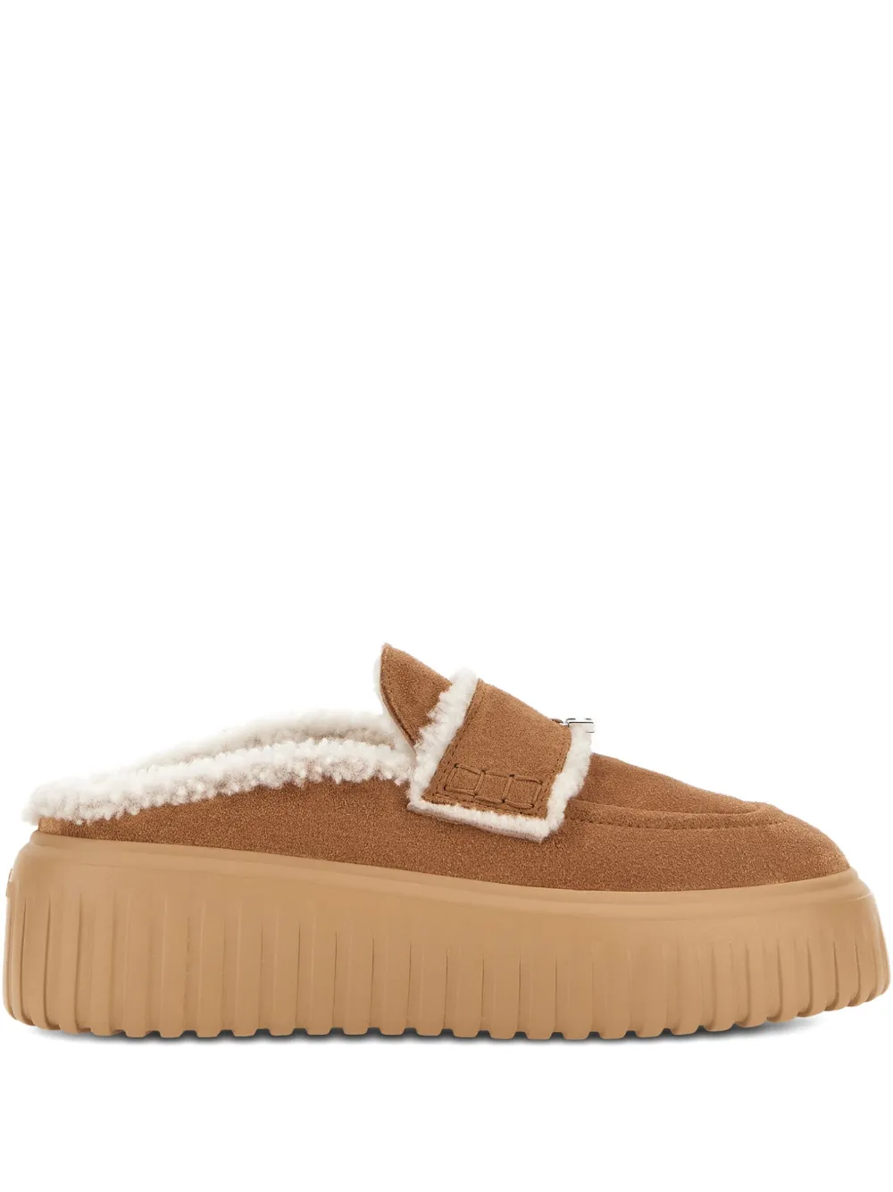 Hogan H-Striped platform mules Neutrals