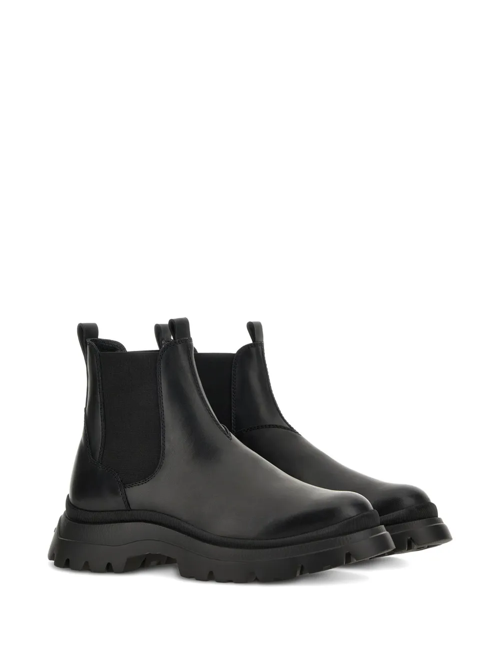 Hogan Leather Ankle Boots In Black